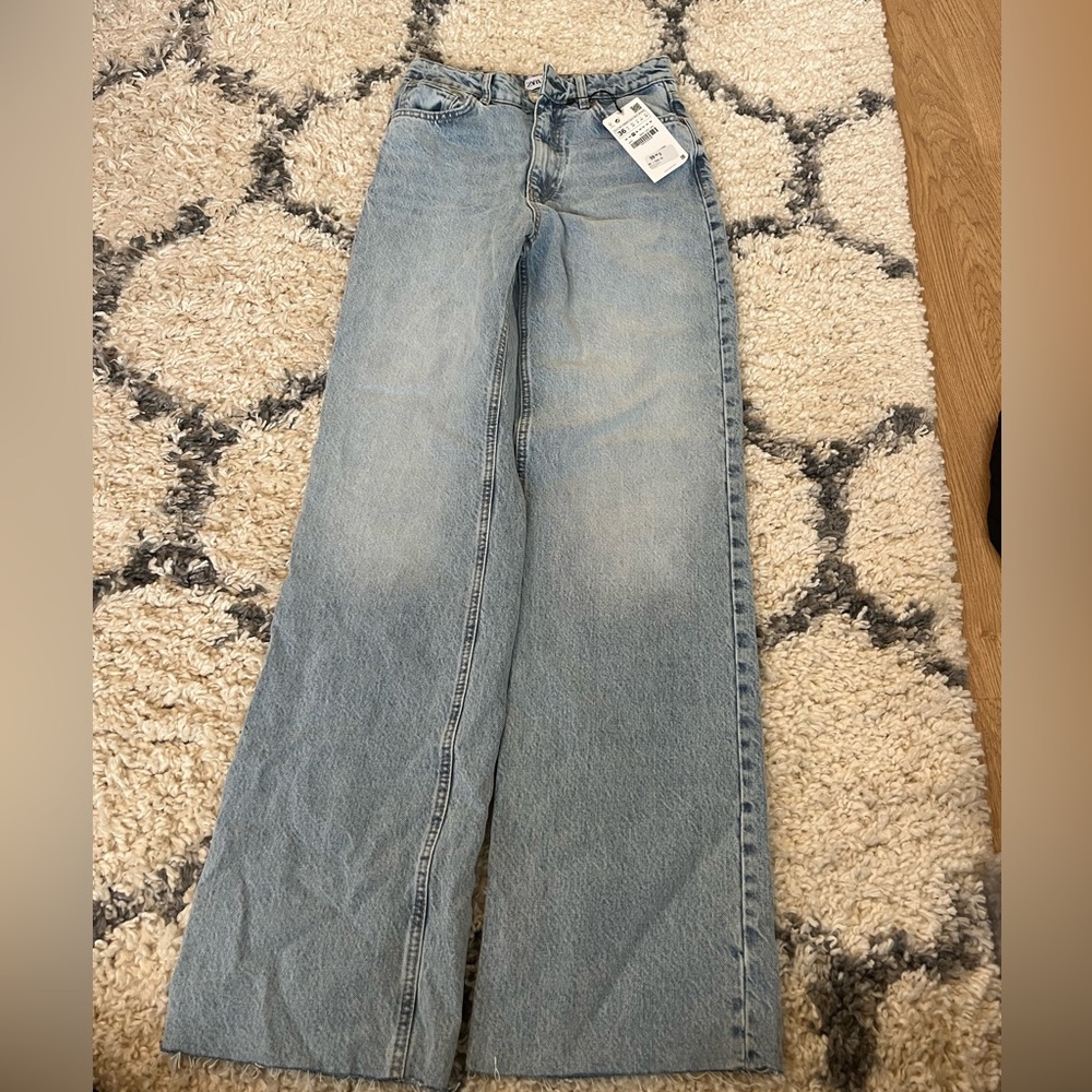 Zara wide leg medium wash jeans